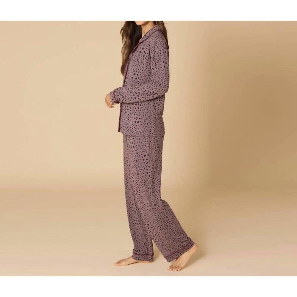 NEW SOFTIES aria slim notch collar pajama set in wild driftwood